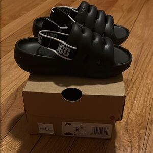 UGG Black Padded Slide Sandals